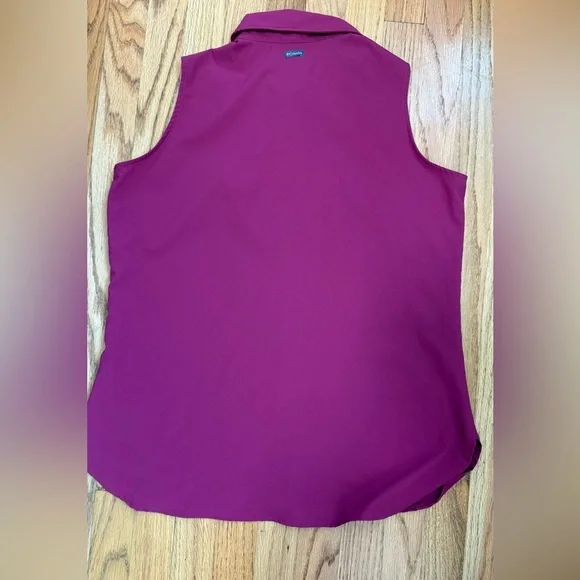 Columbia Women’s Shirt Button Up Sleeveless Hiking Burgundy Size M - Picture 2 of 6